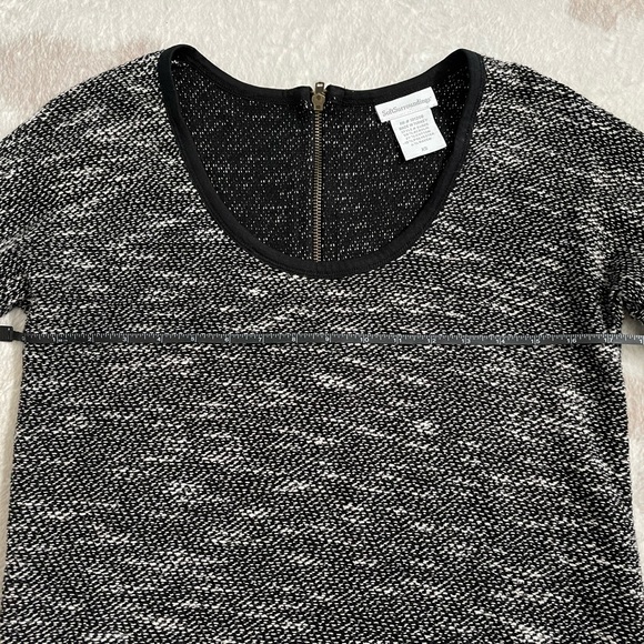 Soft surroundings black and white tweed long line 3/4 sleeve pullover tunic - Picture 6 of 8